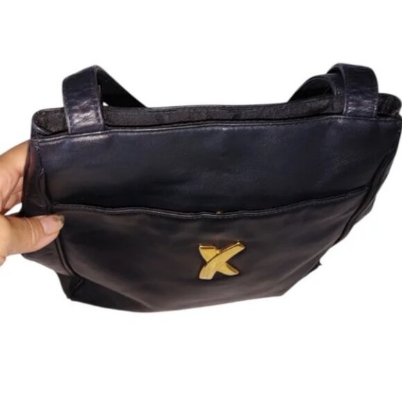 Paloma Picasso black vintage leather shoulder bag - Picture 6 of 15